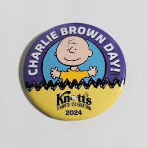 Charlie Brown Day Knotts Berry Farm Button Pin 2024